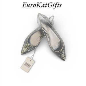 ZARA Blue Flat Glitter Pointy Toe Sparkly Shoes SZ 10 M US EU41 Ladies NWT